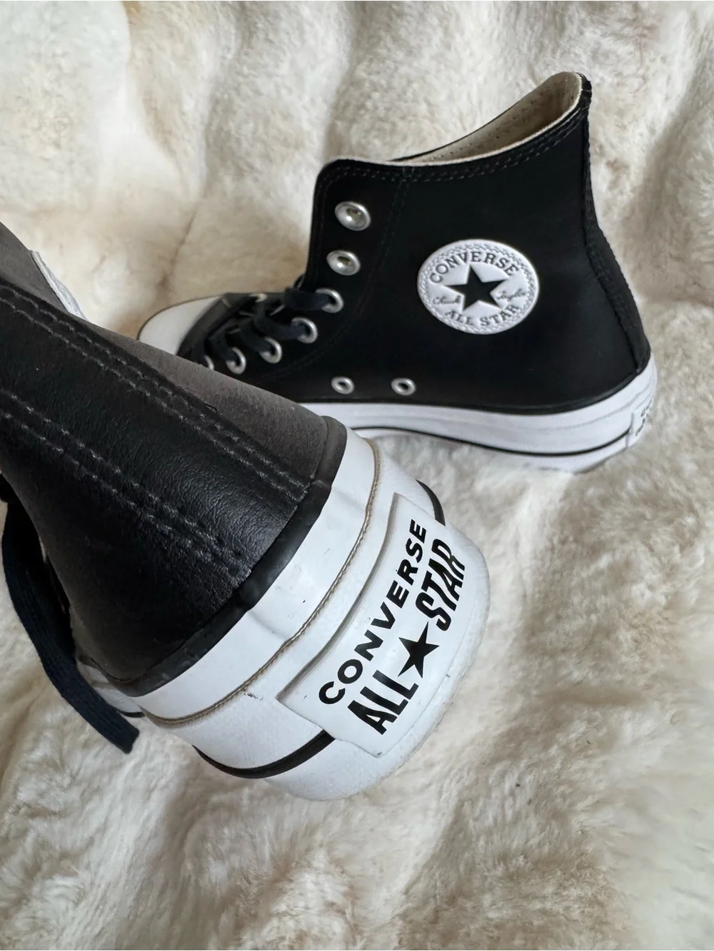 Converse Black and White High Top Platform Sneakers